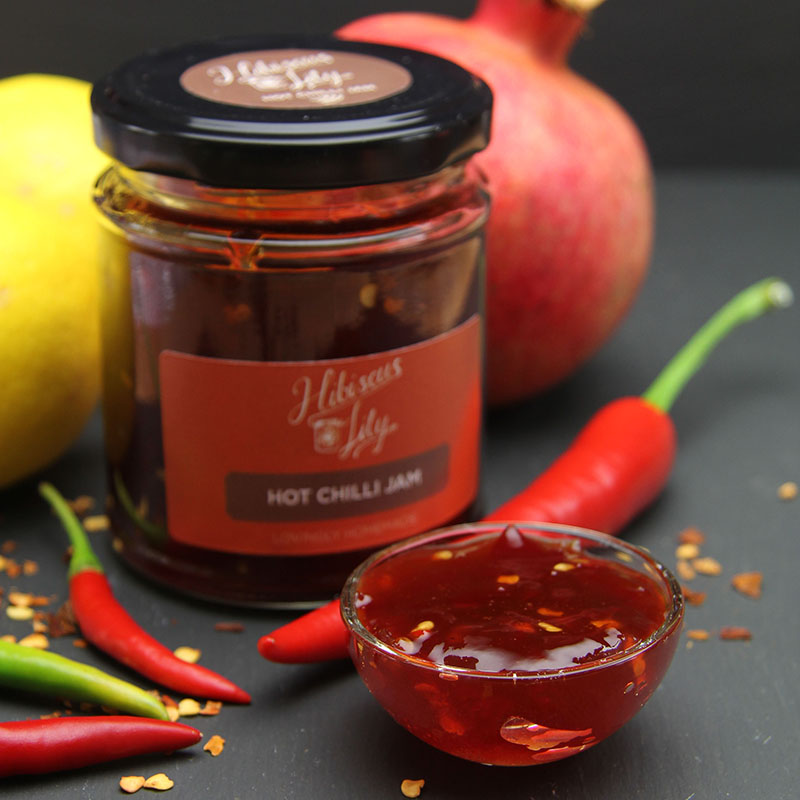 hibiscus lily pomegranate jelly- chilli jam - The Artisan Food Trail