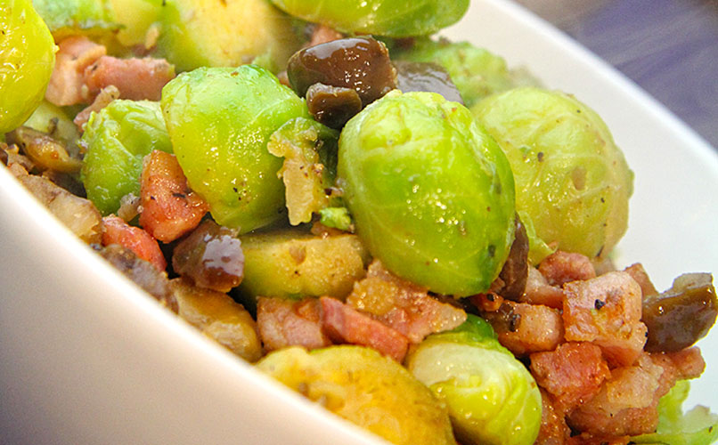 Recipe: Brussels Sprouts with Chestnuts & Crispy Pancetta