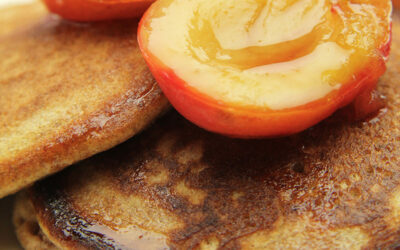 Recipe: Spelt Pancakes with Baked Spiced Plums