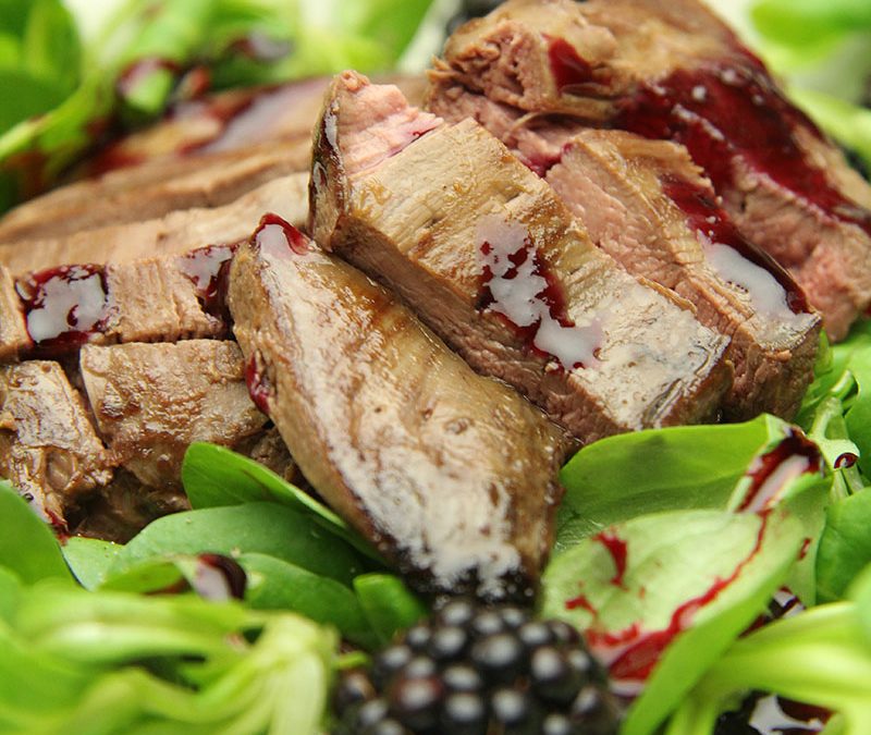 Pan Fried Grouse with Blackberries and Blackberry Dressing