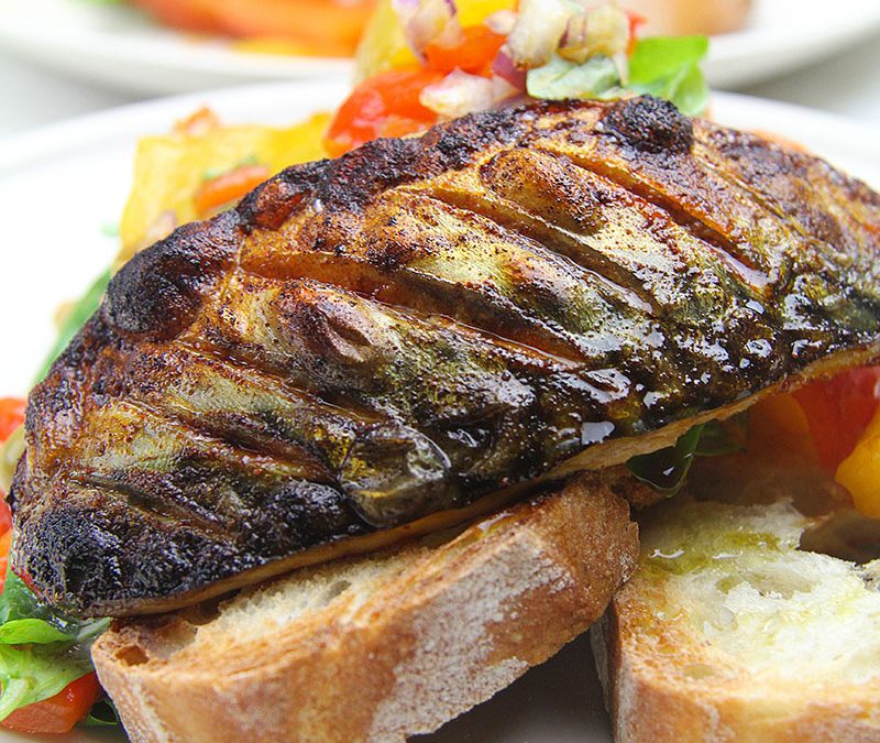 Grilled Mackerel with Pepper Salad