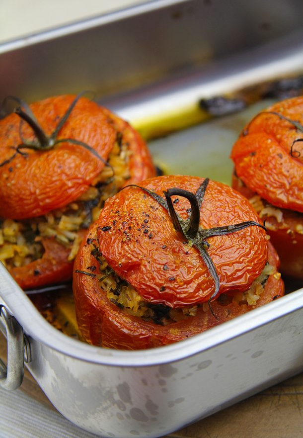 Roasted Rice-Stuffed Tomatoes Recipe - The Artisan Food Trail