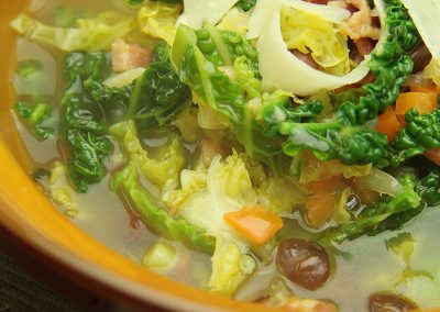 Smoked Bacon, Bean and Savoy Cabbage Soup
