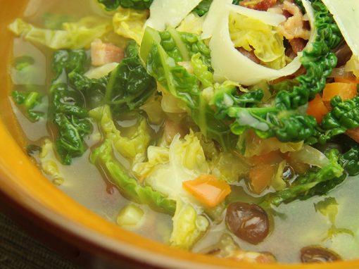 Smoked Bacon, Bean and Savoy Cabbage Soup