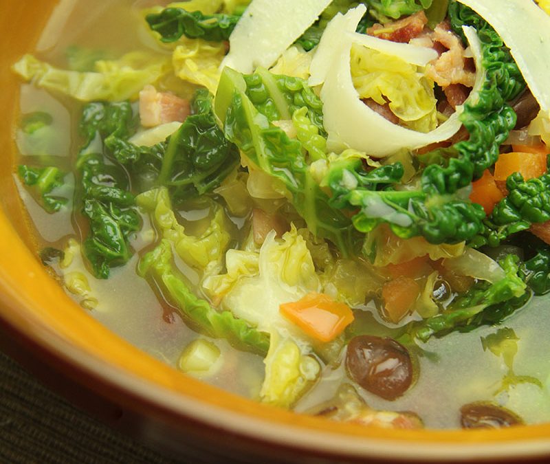 Smoked Bacon, Bean and Savoy Cabbage Soup