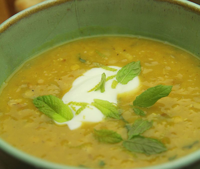 Spiced Lentil Soup with Lime and Mint