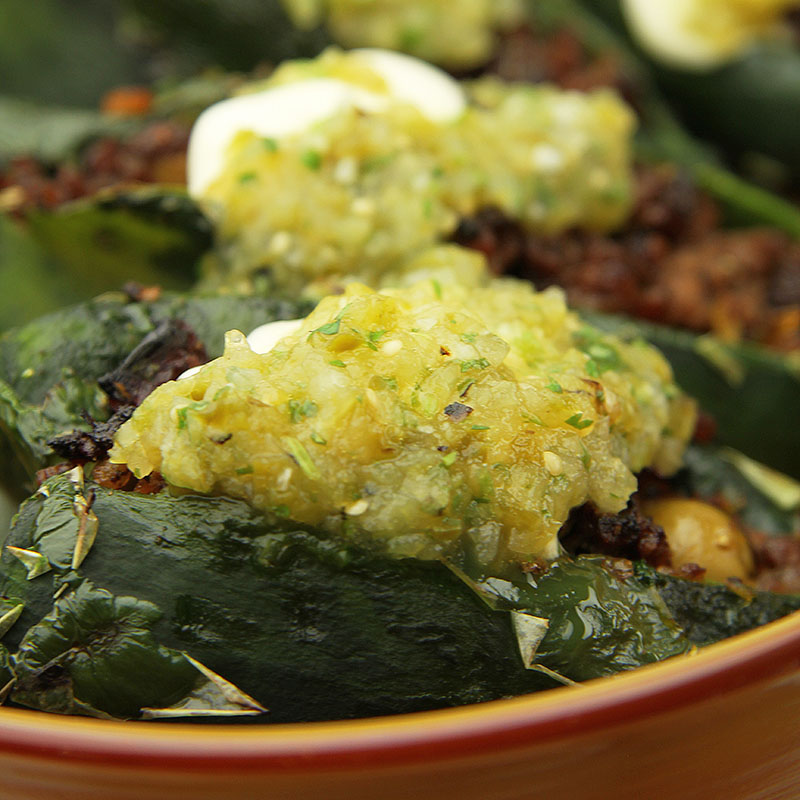 Stuffed Poblanos with Roasted Tomatillo Salsa Recipe - Artisan Food Trail