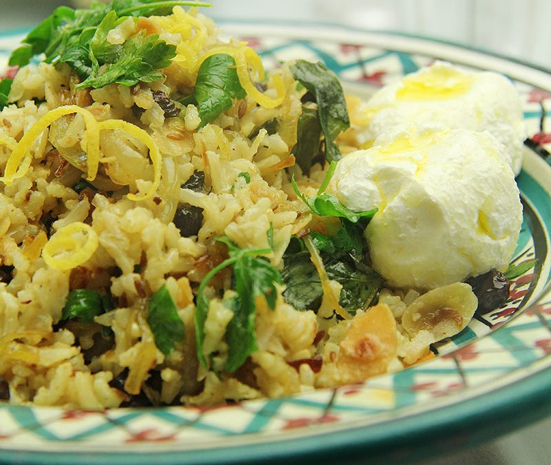 Turkish Style Brown Rice Salad with Labneh