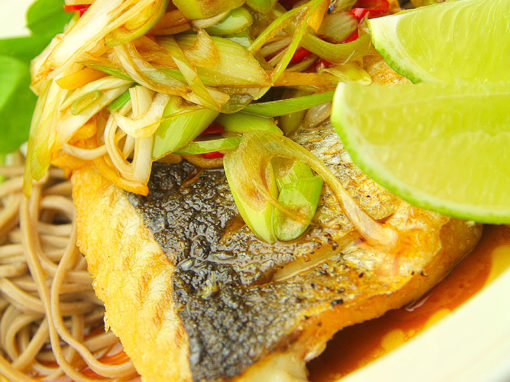 Sea Bass with Ginger, Chilli and Spring Onion
