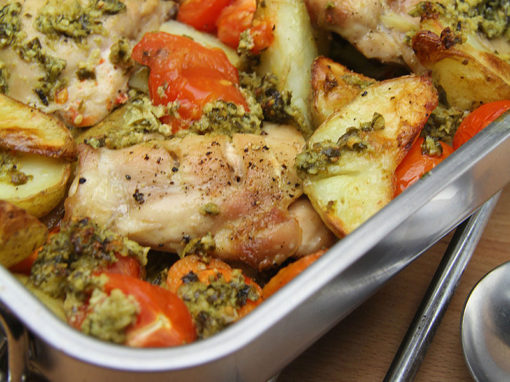 Chicken, Vegetable & Pesto Traybake