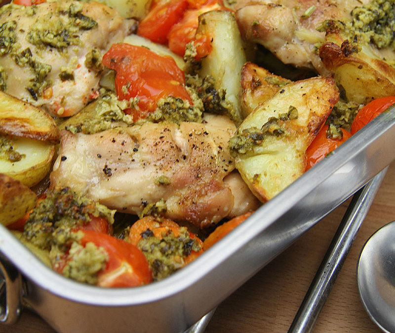 Chicken, Vegetable & Pesto Traybake