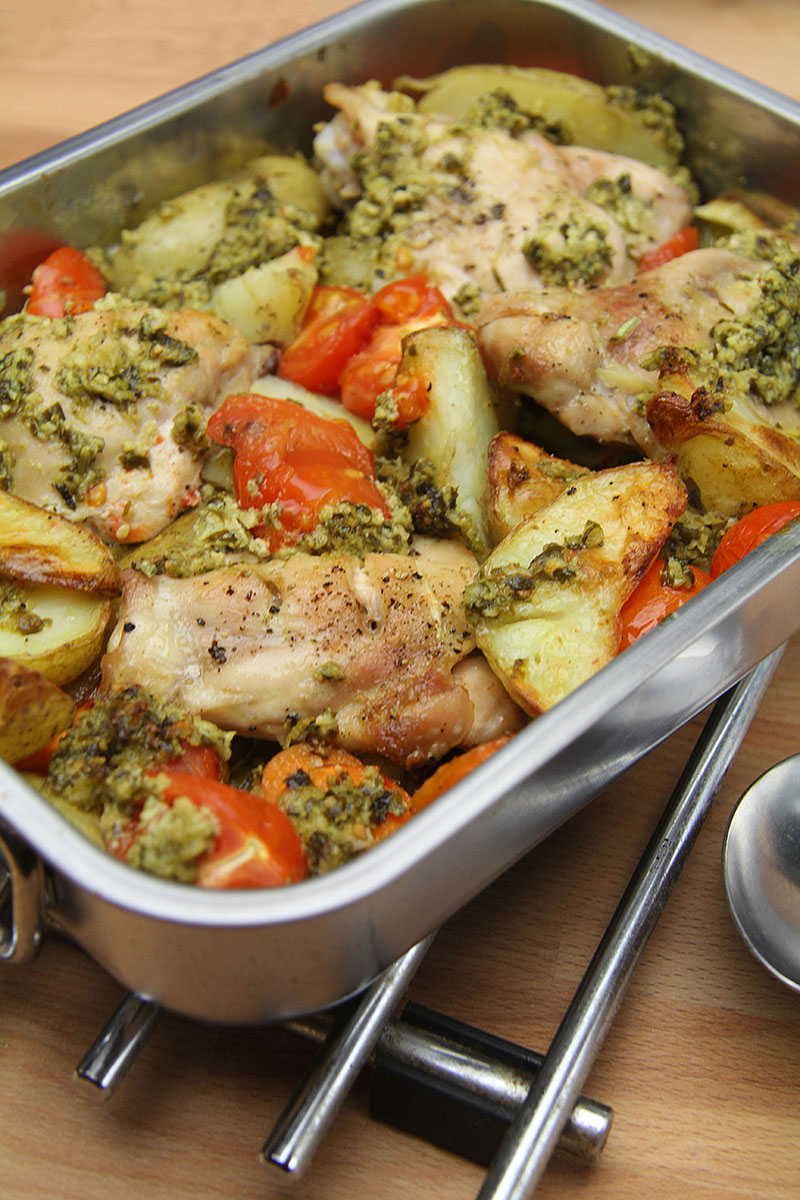 Chicken Vegetable Pesto Traybake Recipe – The Artisan Food Trail