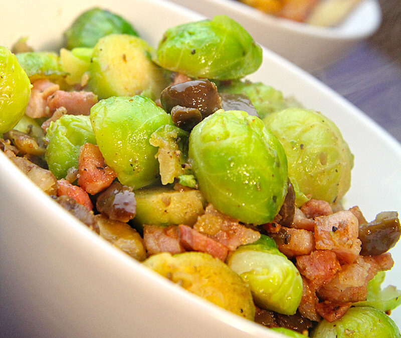 Brussels Sprouts with Chestnuts & Crispy Pancetta