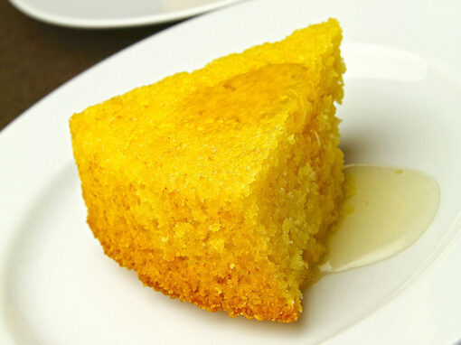 Lemon Polenta Cake with Rosemary Syrup